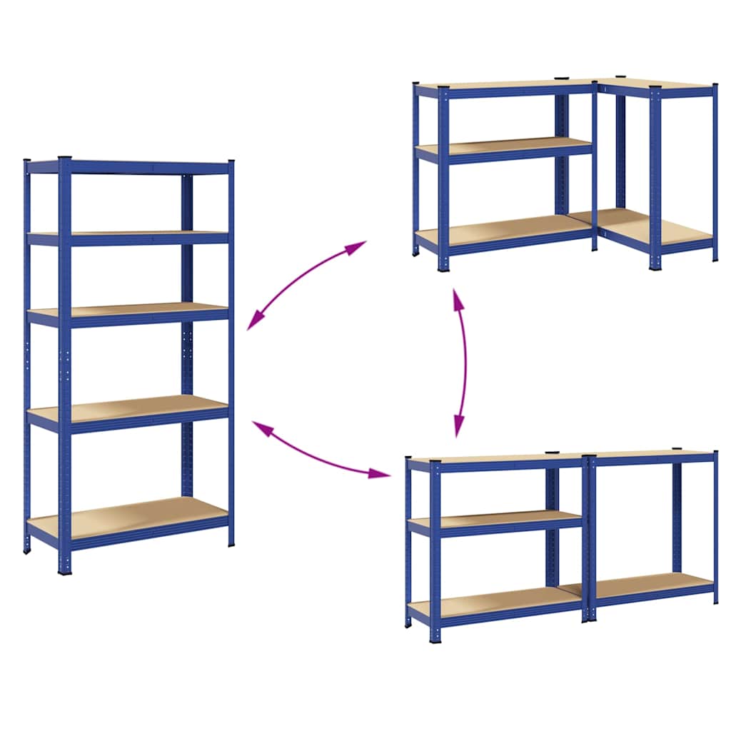 Lagerregal Mit 5 Böden Stahl & Holzwerkstoff Blau