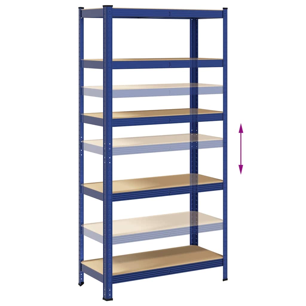 Lagerregal Mit 5 Böden Stahl & Holzwerkstoff Blau