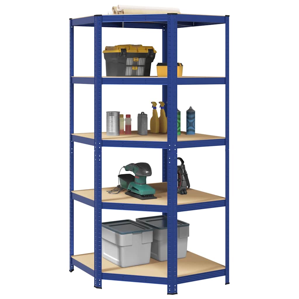 Lagerregal Mit 5 Böden Stahl & Holzwerkstoff Blau