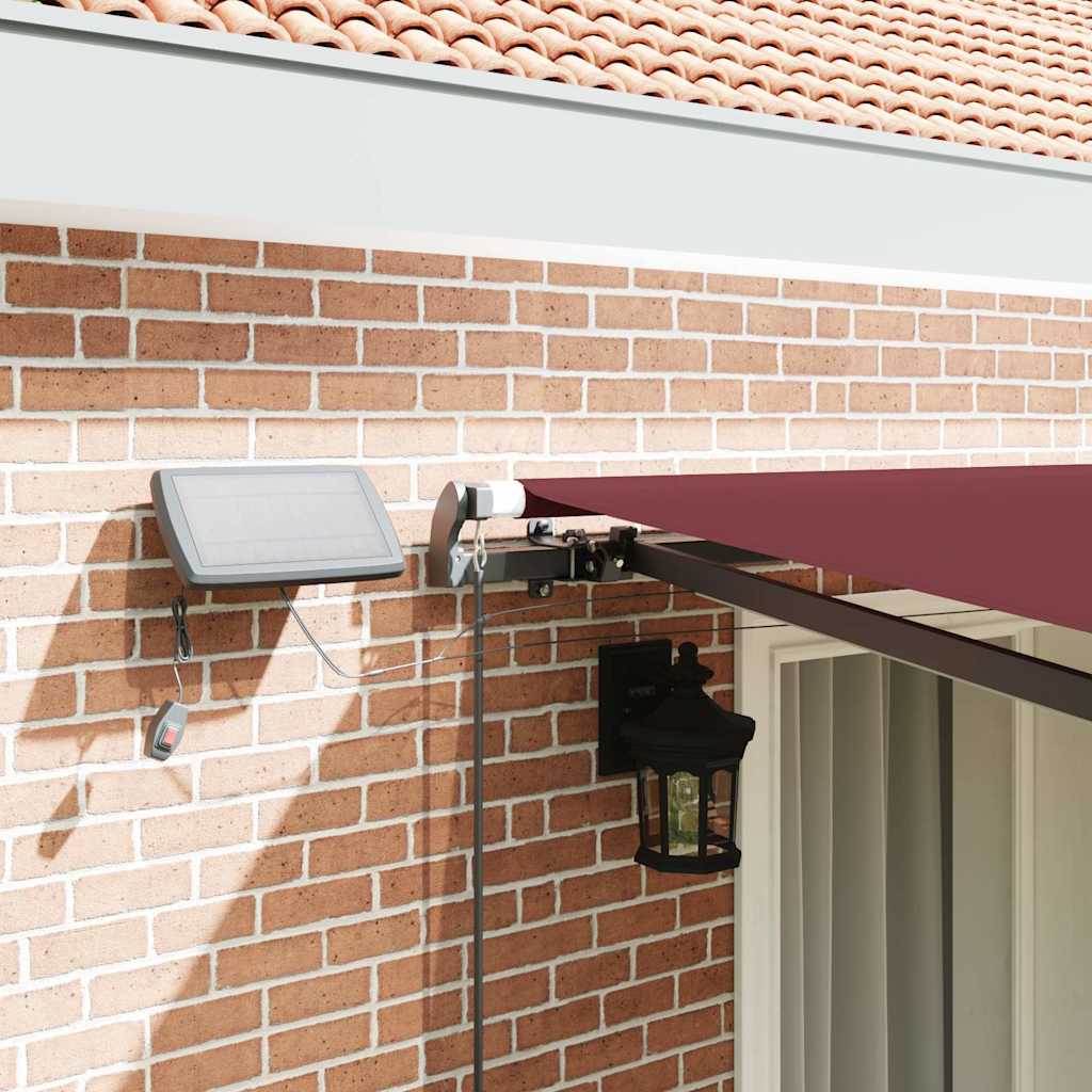 Markise Manuell Mit Leds Weinrot Burgunderrot