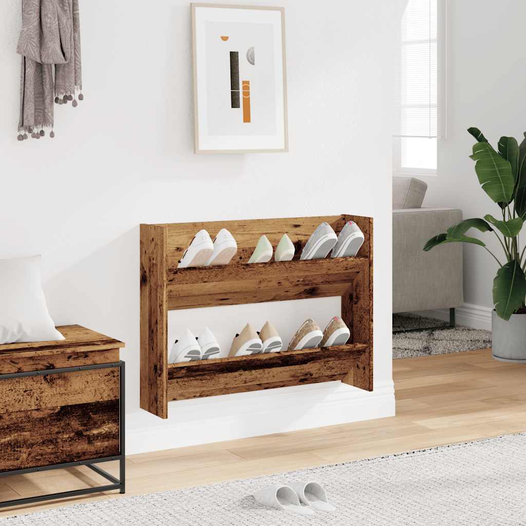 Wand-Schuhregal -Optik 80X18X Holzwerkstoff Altholz