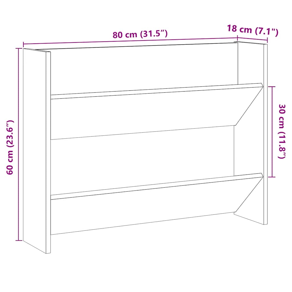Wand-Schuhregal -Optik 80X18X Holzwerkstoff Altholz