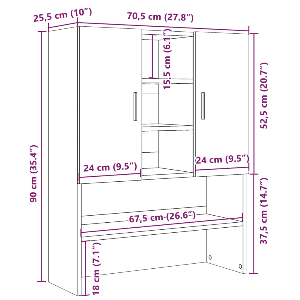 Waschmaschinenschrank Betongrau 70,5X25,5X90 Cm