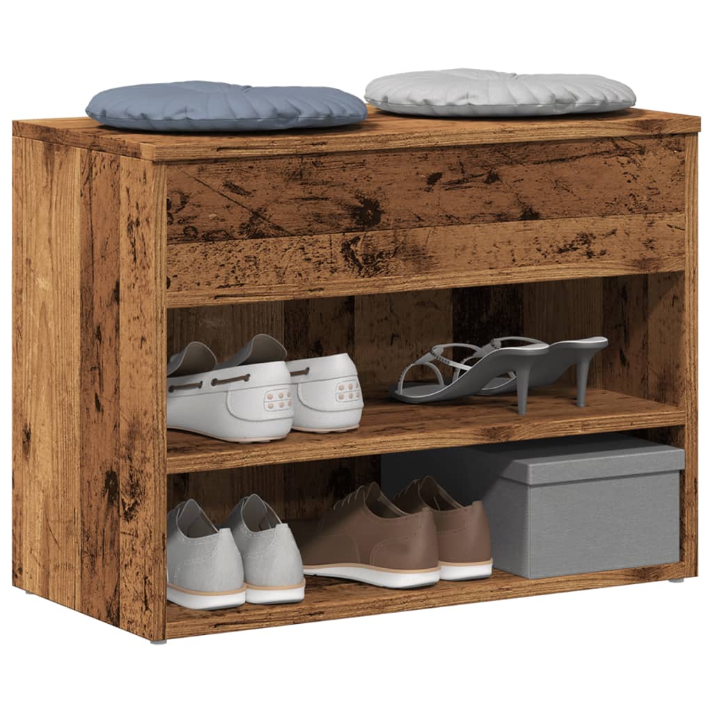 Schuhbank -Optik Holzwerkstoff Altholz