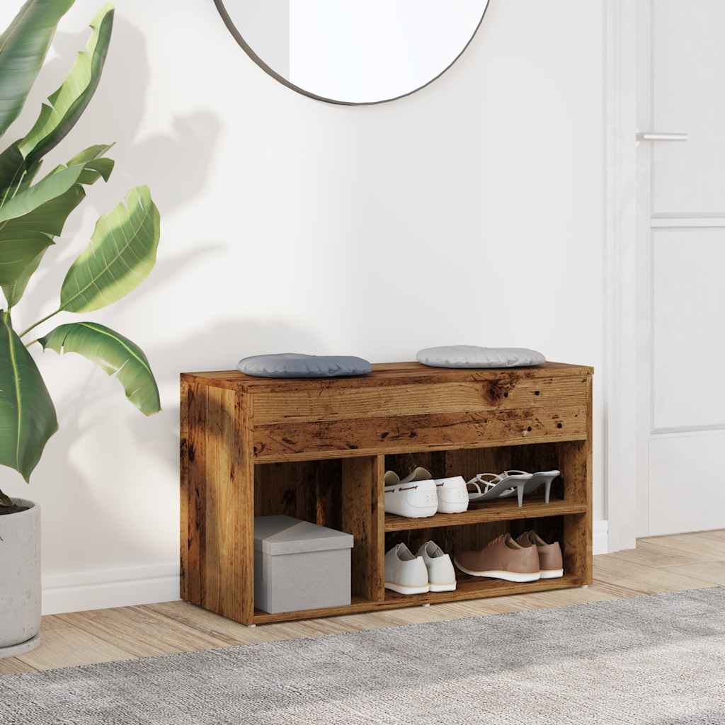 Schuhbank -Optik Holzwerkstoff Altholz
