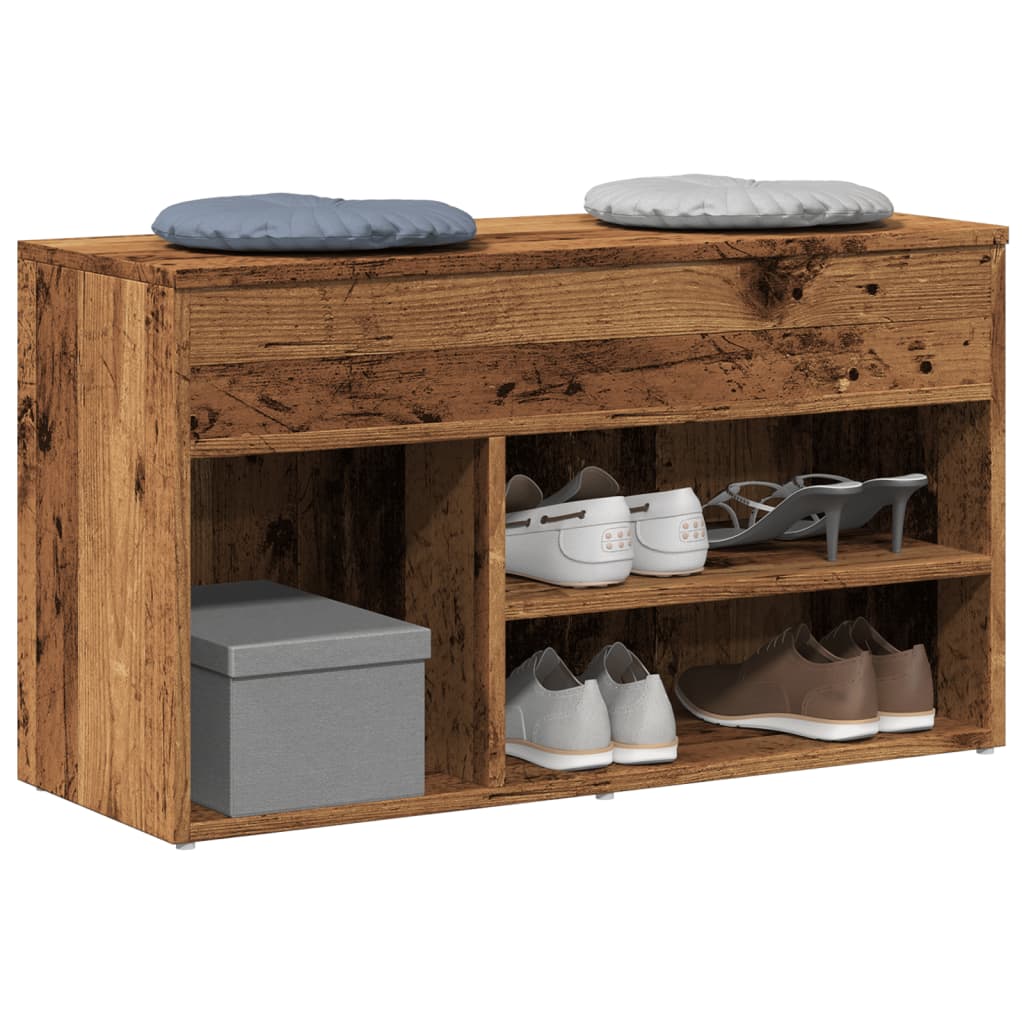 Schuhbank -Optik Holzwerkstoff Altholz
