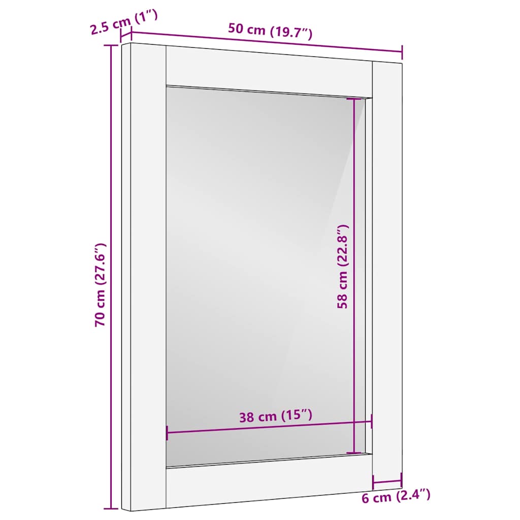Badezimmer Spiegel Mit Spiegel Hellbraun 70 X 50 X 2,5 Cm