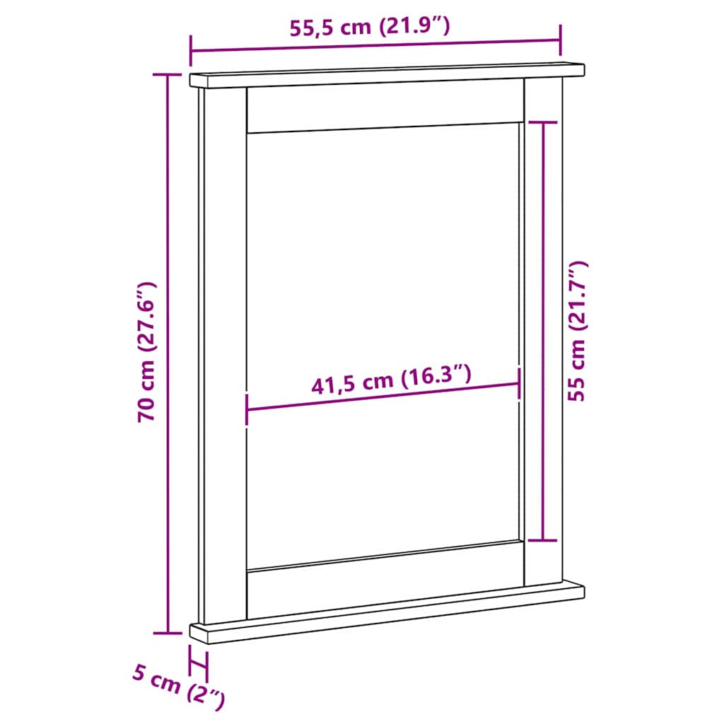 Spiegel Vigo 55,5 X 5 X 70 Cm Massivholz Kiefer