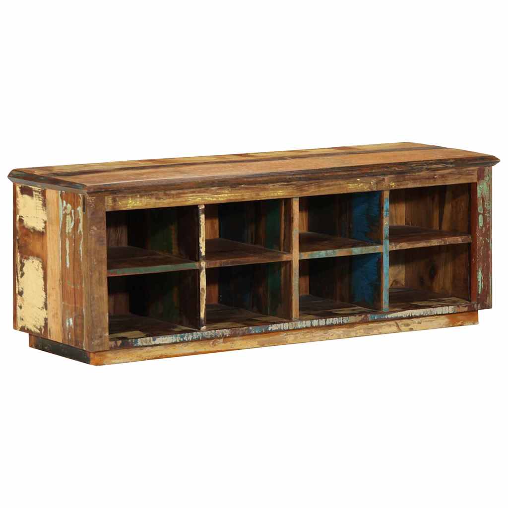 Schuhschrank Braun 110 X 35 X 40 Cm Massives Upgecyceltes Holz