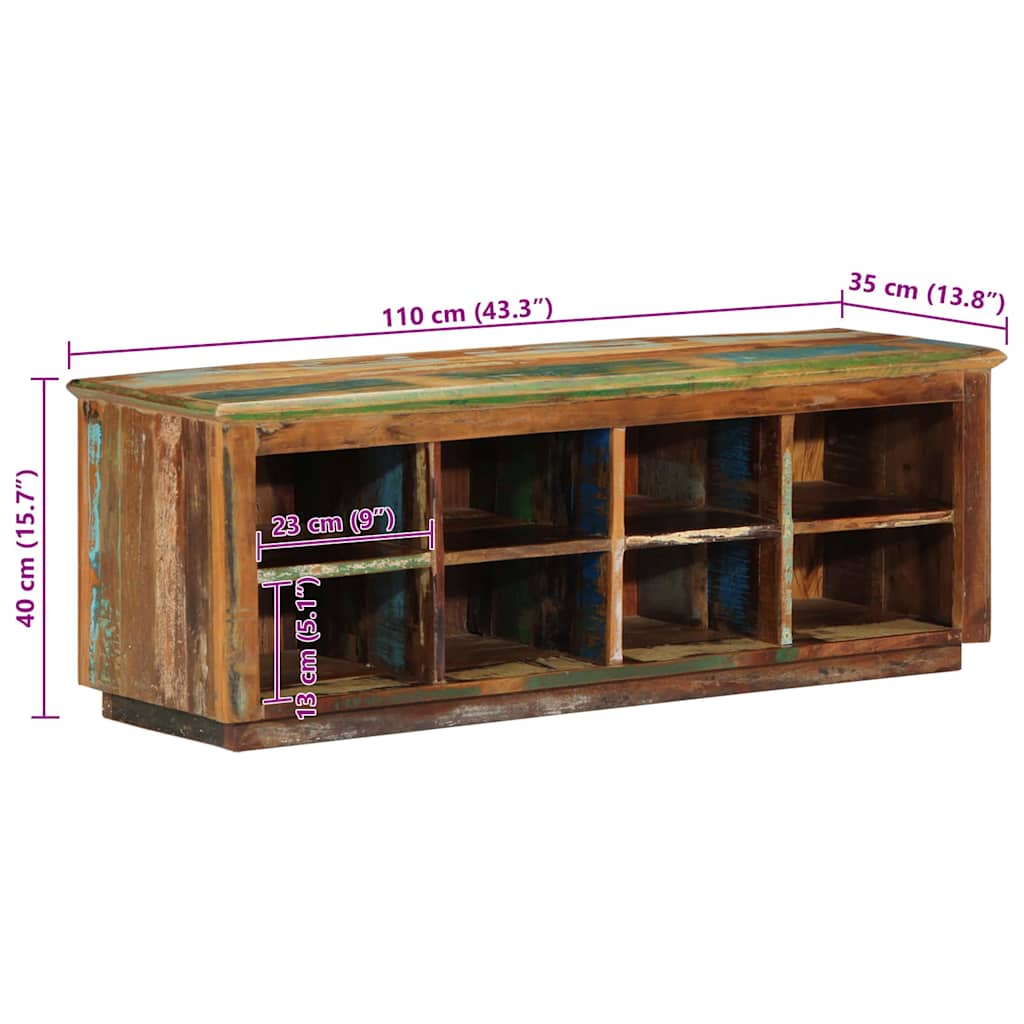 Schuhschrank Braun 110 X 35 X 40 Cm Massives Upgecyceltes Holz