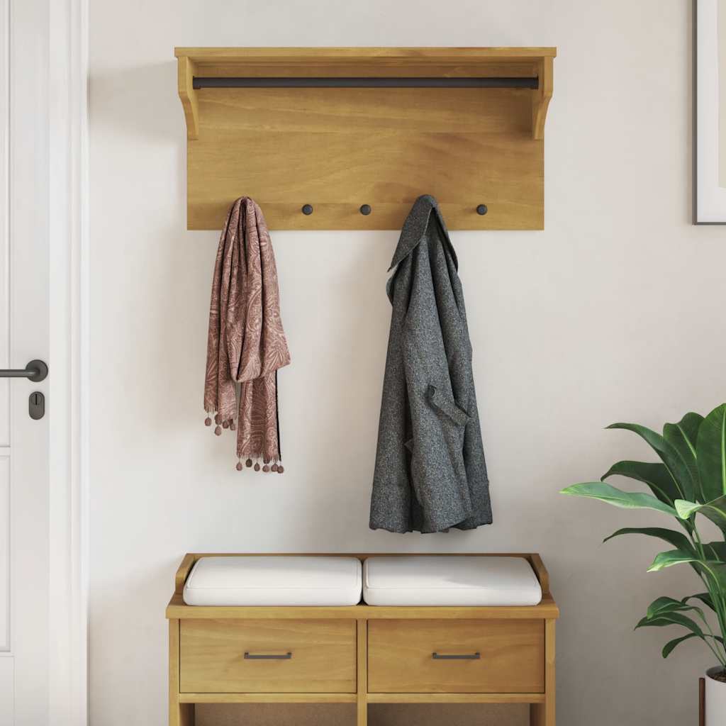 Wandgarderobe Sandnes 87X30X42 Cm Massivholz Kiefer