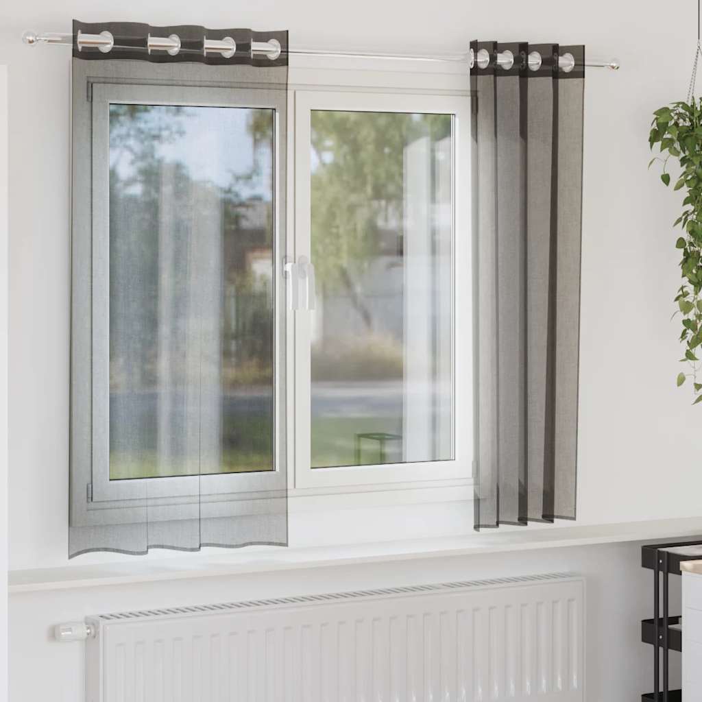 Voile Vorhänge 2 Stk. Schwarz