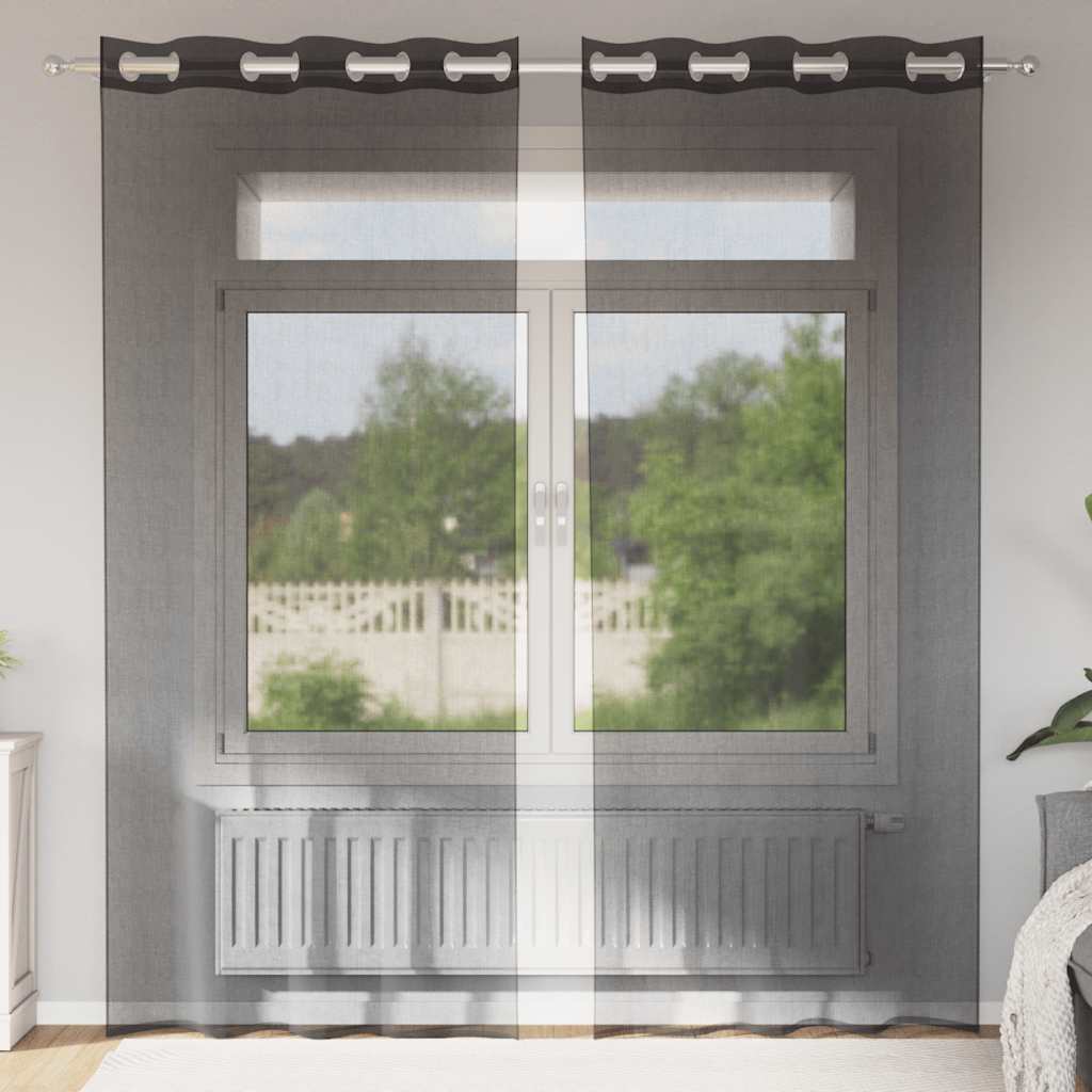Voile Vorhänge 2 Stk. Schwarz