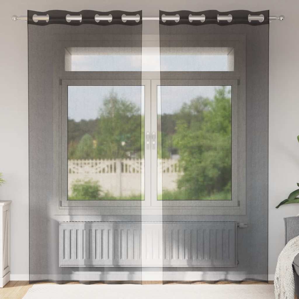 Voile Vorhänge 2 Stk. Schwarz