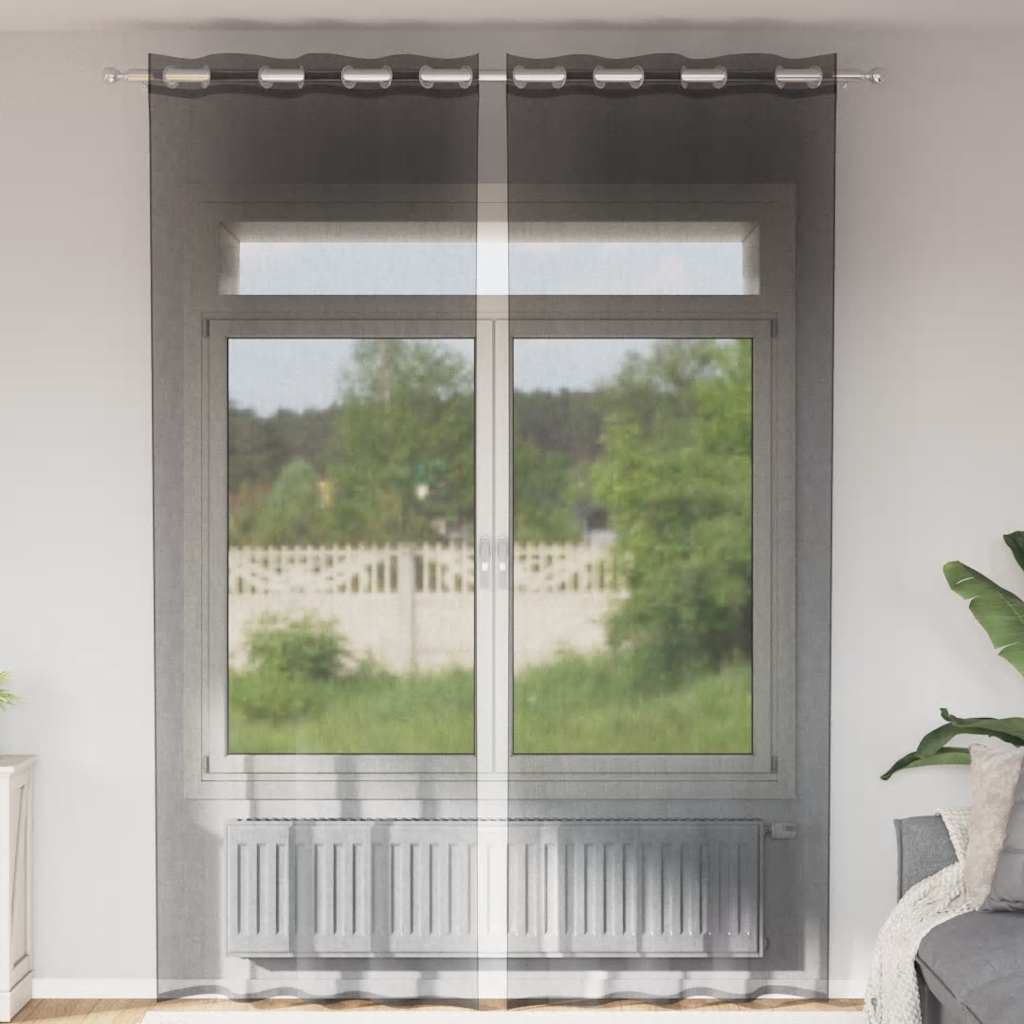 Voile Vorhänge 2 Stk. Schwarz