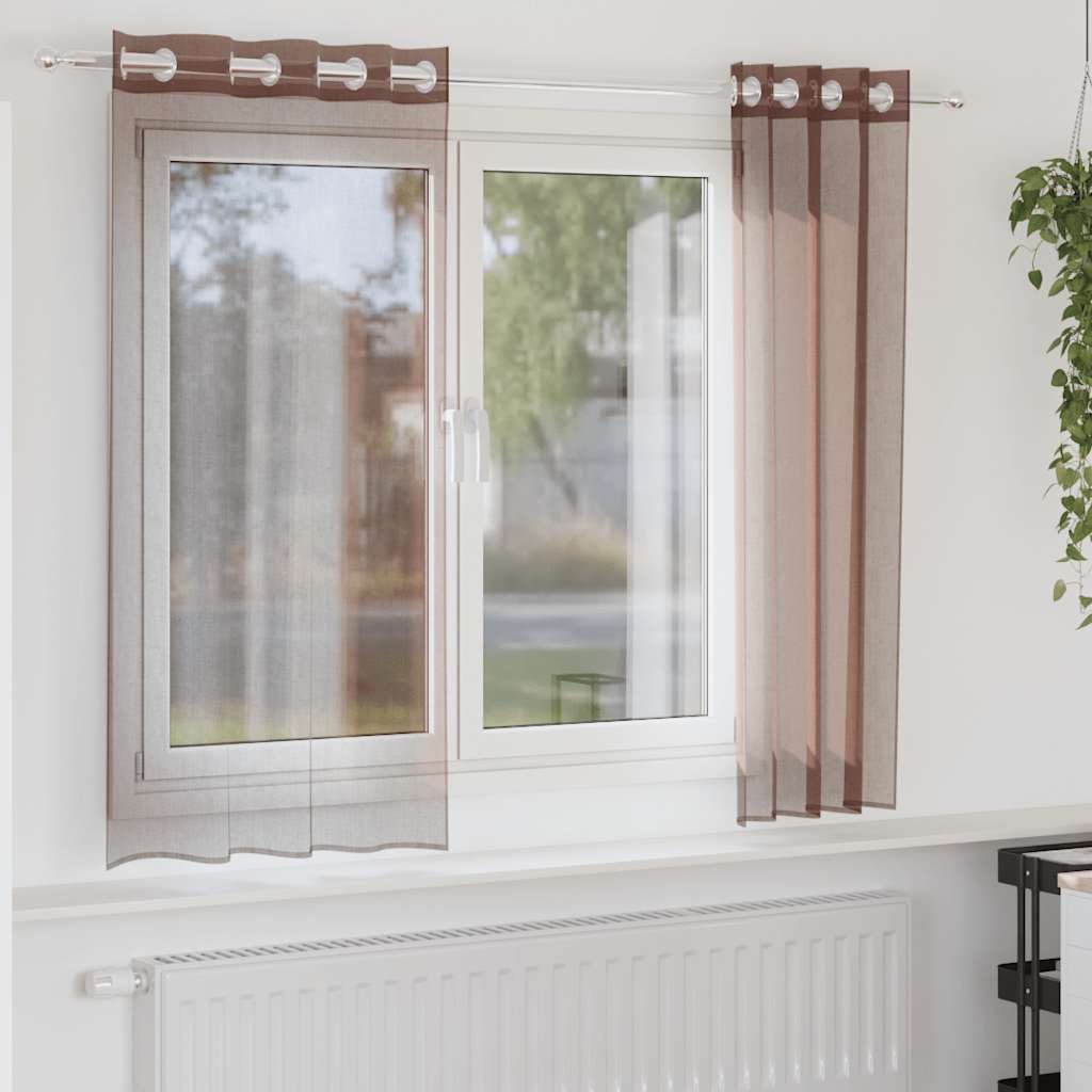 Voile Vorhänge 2 Stk. Braun