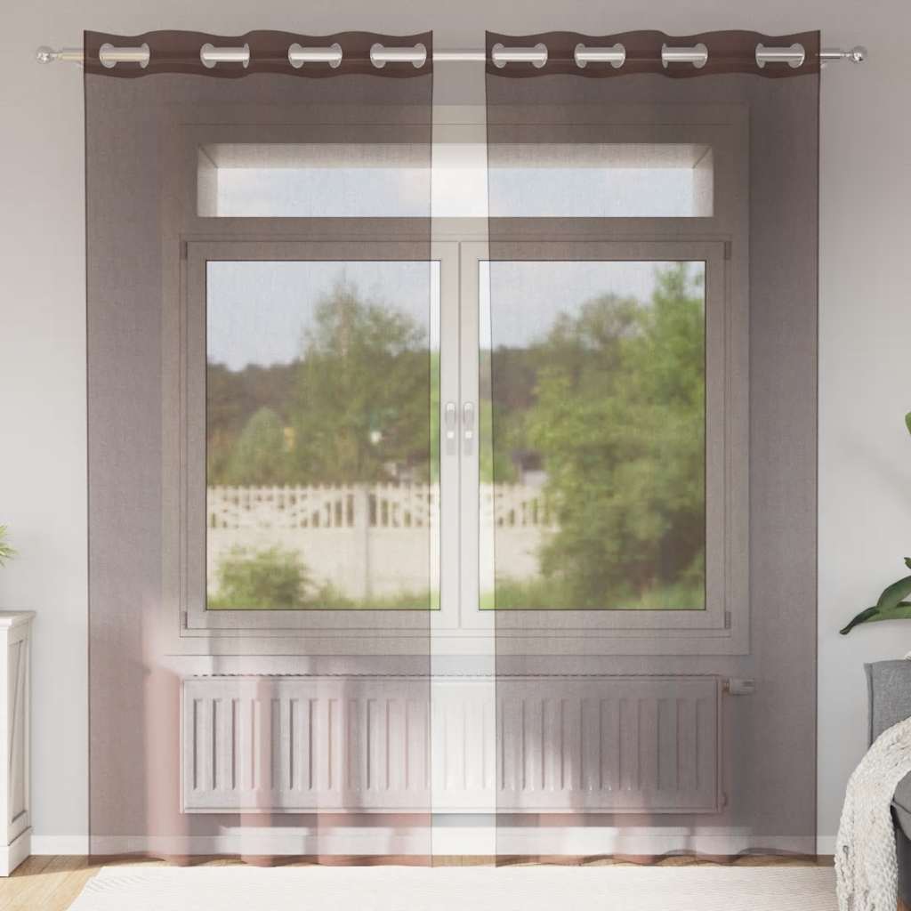 Voile Vorhänge 2 Stk. Braun