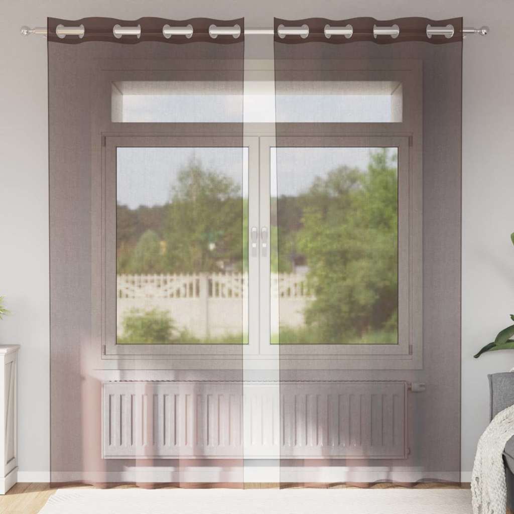 Voile Vorhänge 2 Stk. Braun