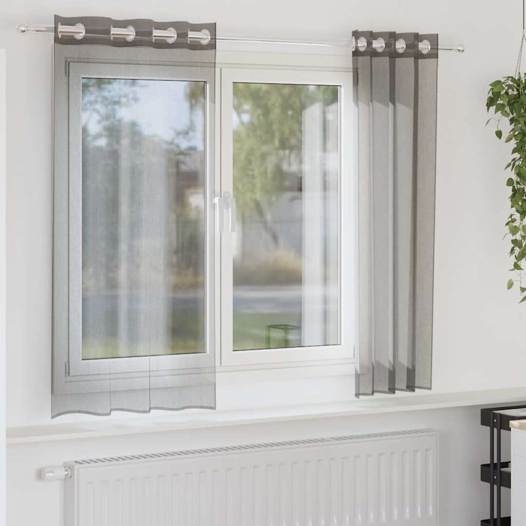 Voile Vorhänge 2 Stk. Dunkelgrau