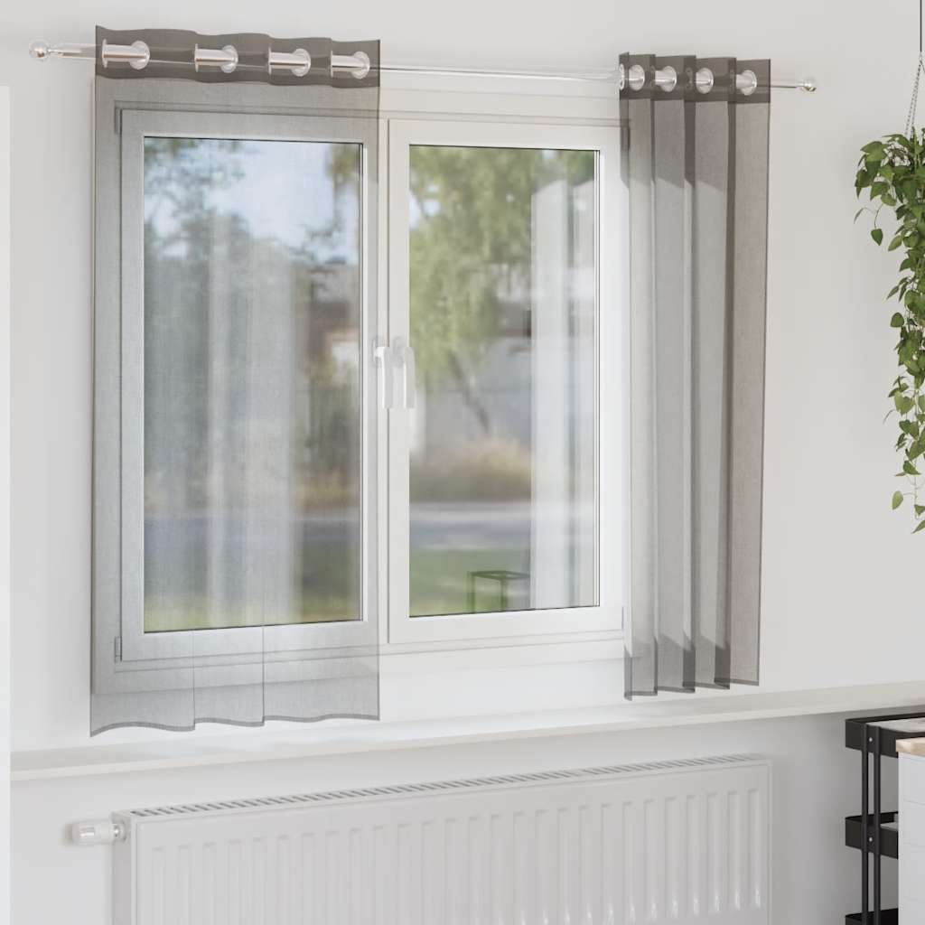 Voile Vorhänge 2 Stk. Dunkelgrau