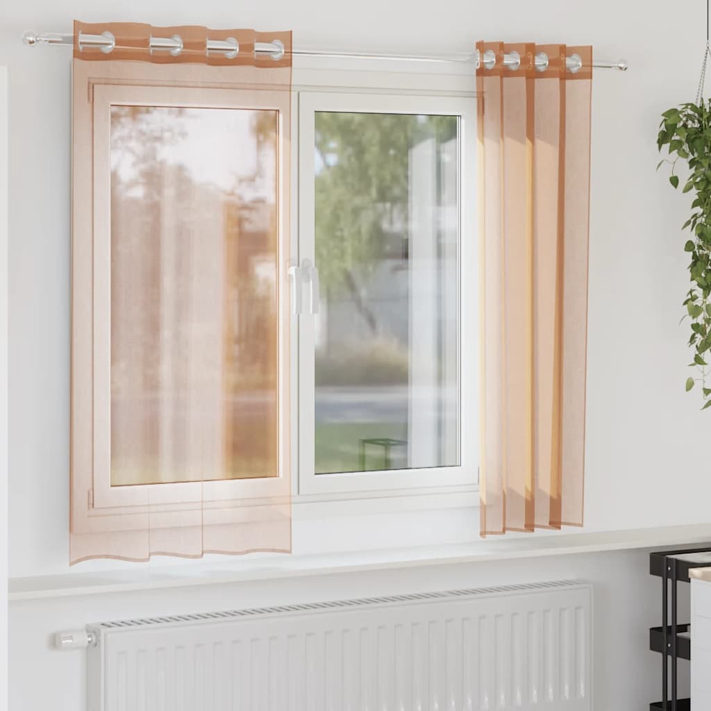 Voile Vorhänge 2 Stk. Terrakotta