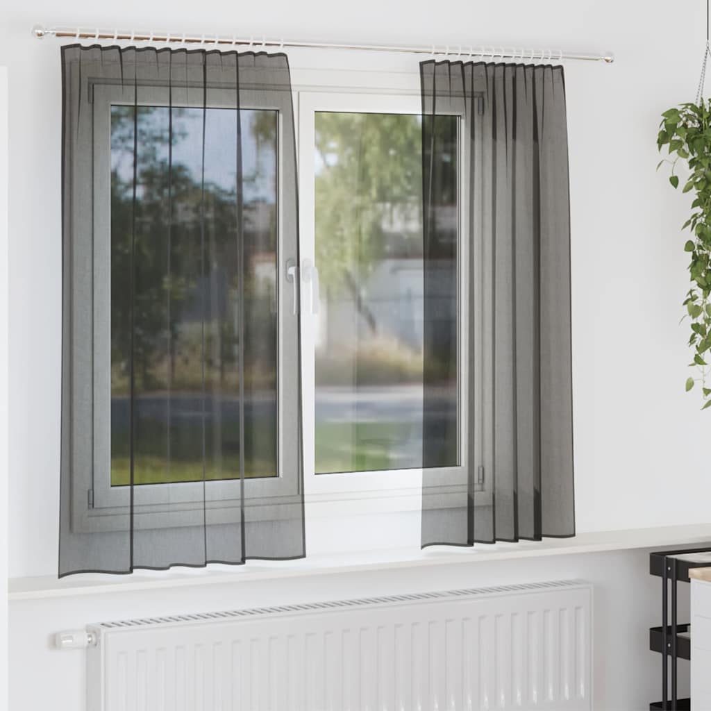 Voile Vorhänge 2 Stk. Schwarz