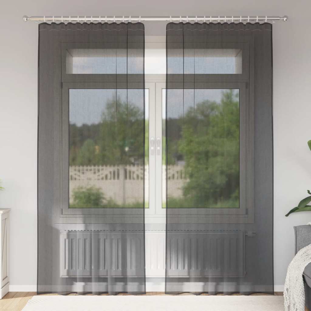 Voile Vorhänge 2 Stk. Schwarz