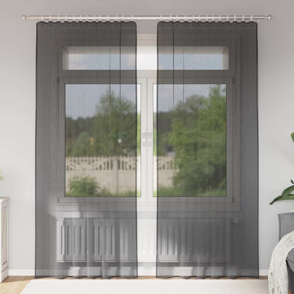 Voile Vorhänge 2 Stk. Schwarz