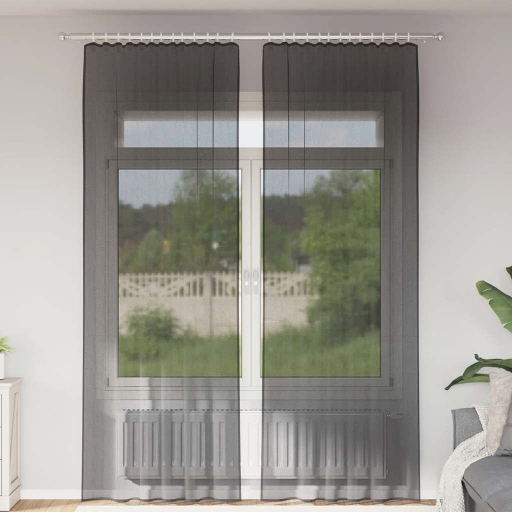 Voile Vorhänge 2 Stk. Schwarz