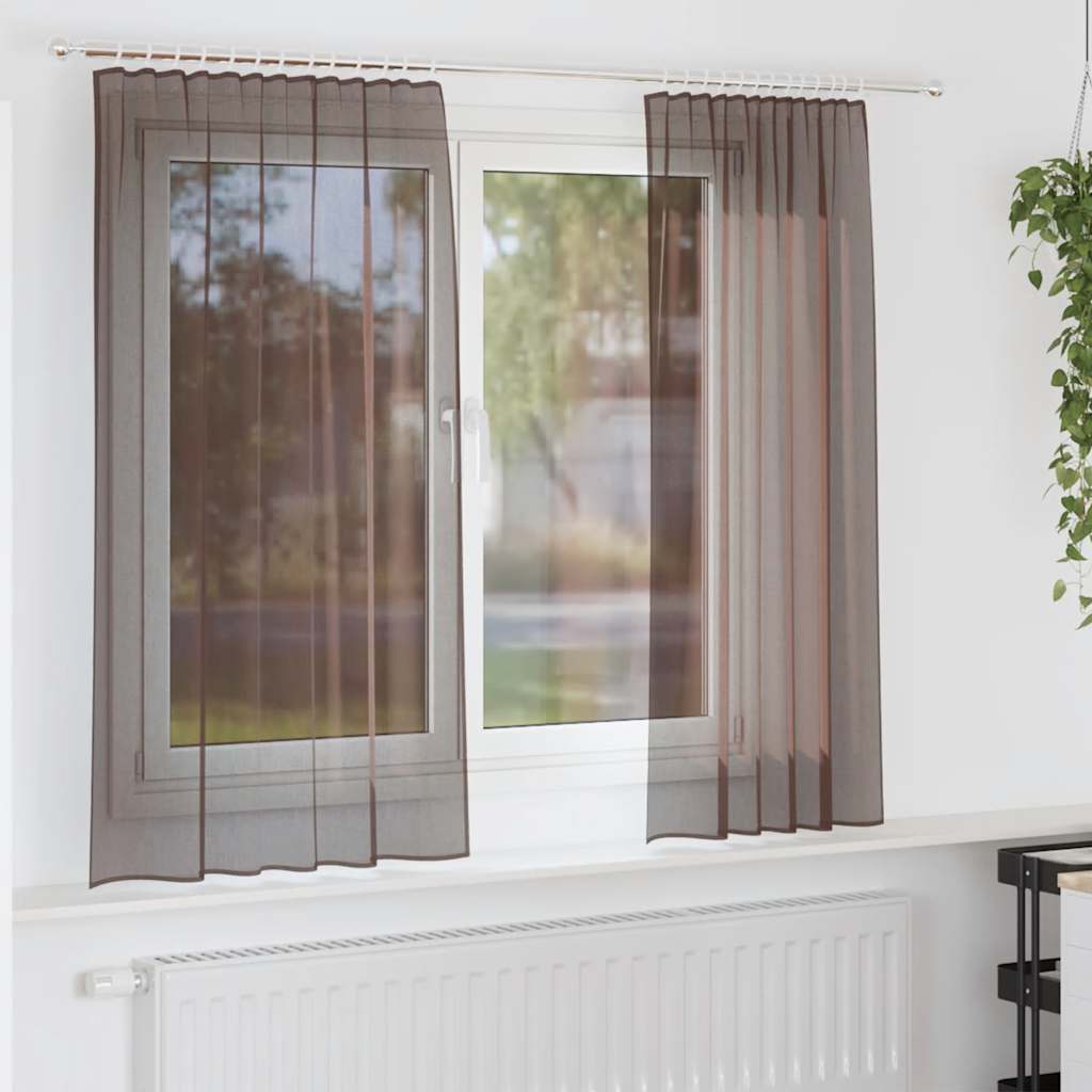 Voile Vorhänge 2 Stk. Braun