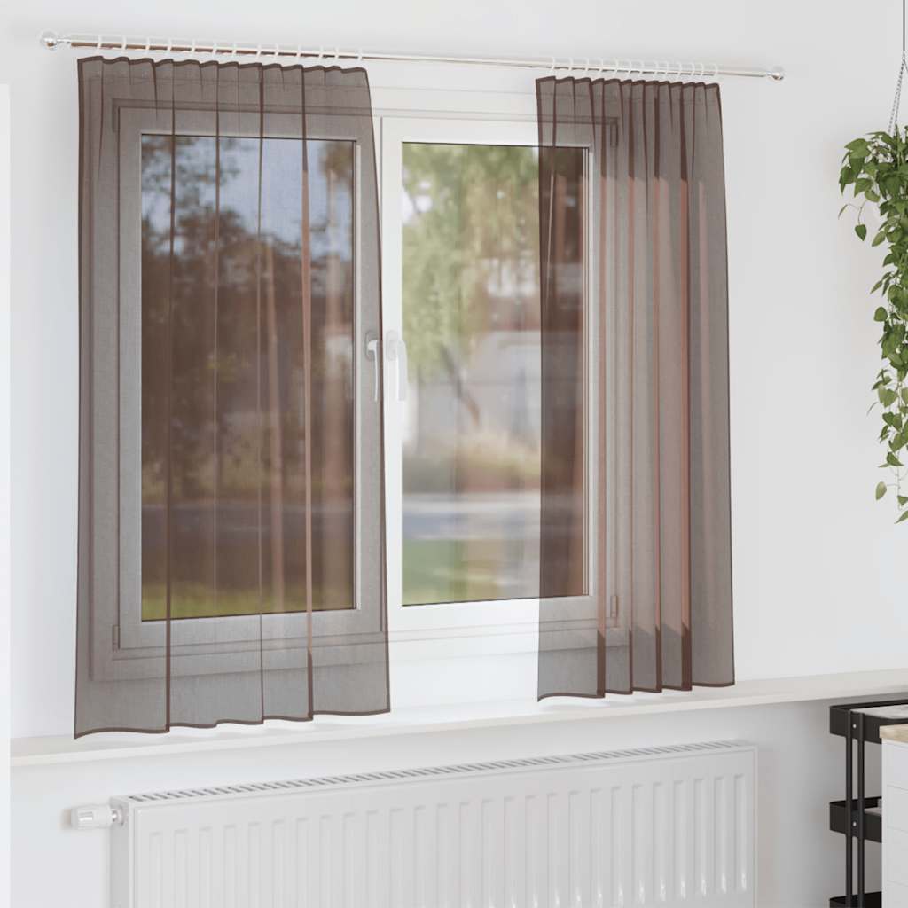 Voile Vorhänge 2 Stk. Braun