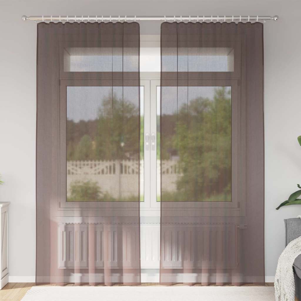 Voile Vorhänge 2 Stk. Braun