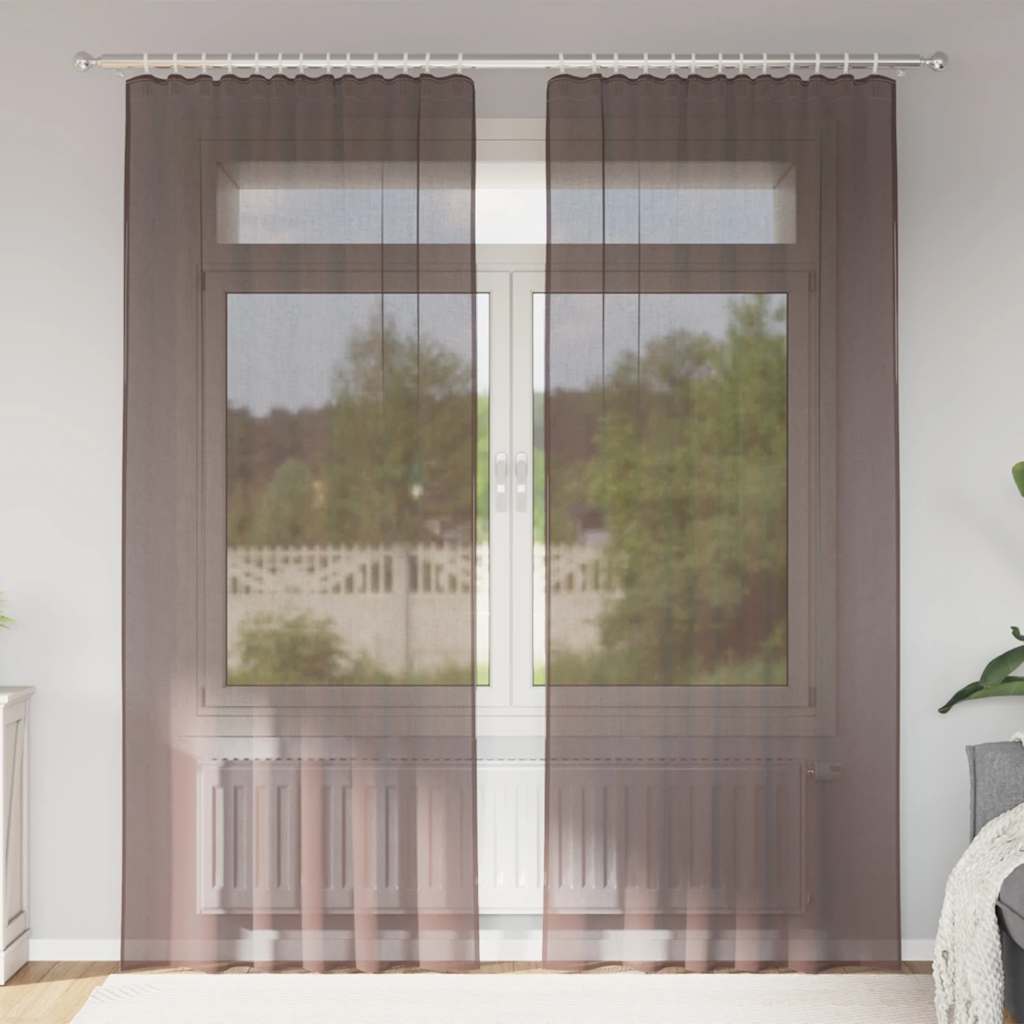 Voile Vorhänge 2 Stk. Braun