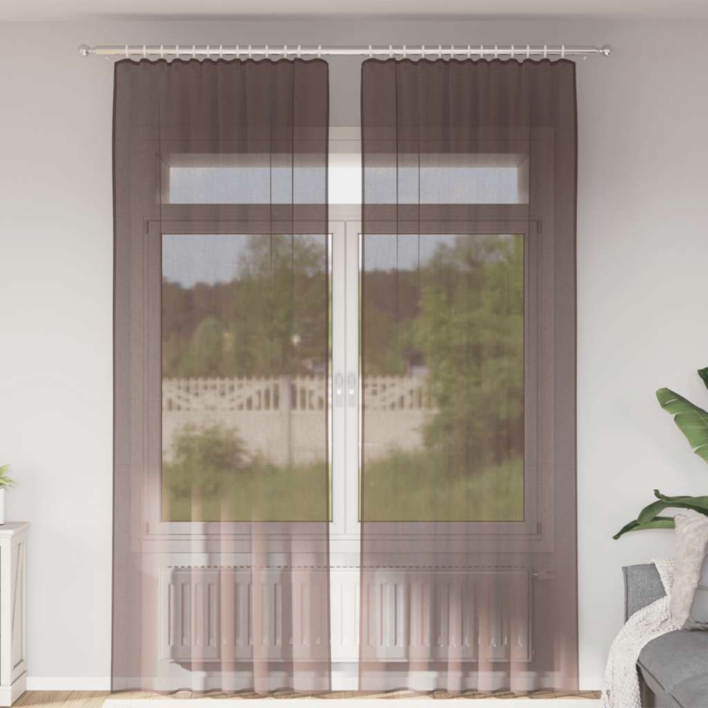 Voile Vorhänge 2 Stk. Braun
