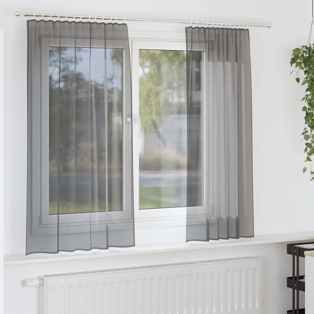Voile Vorhänge 2 Stk. Dunkelgrau