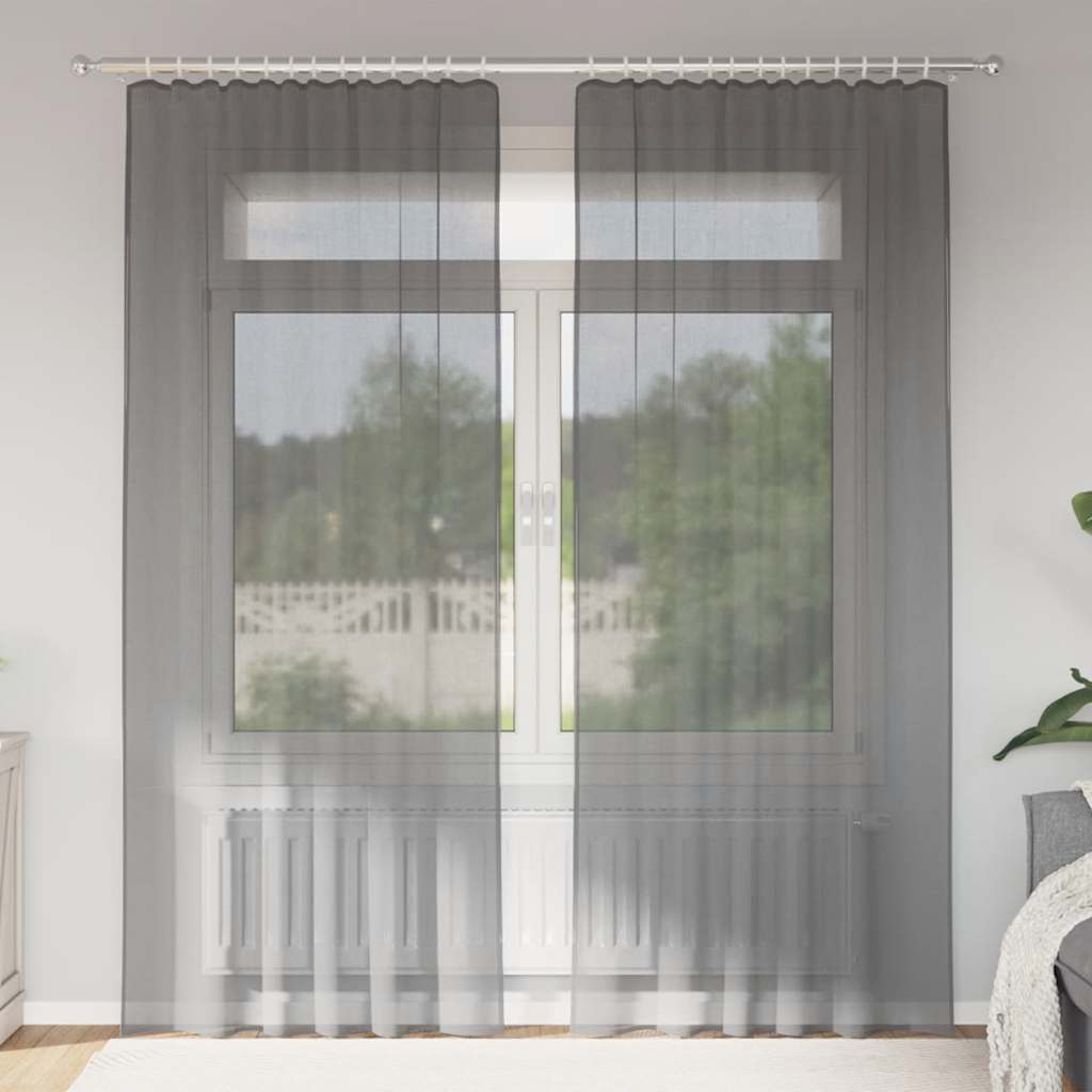 Voile Vorhänge 2 Stk. Dunkelgrau