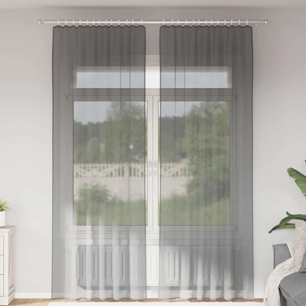 Voile Vorhänge 2 Stk. Dunkelgrau