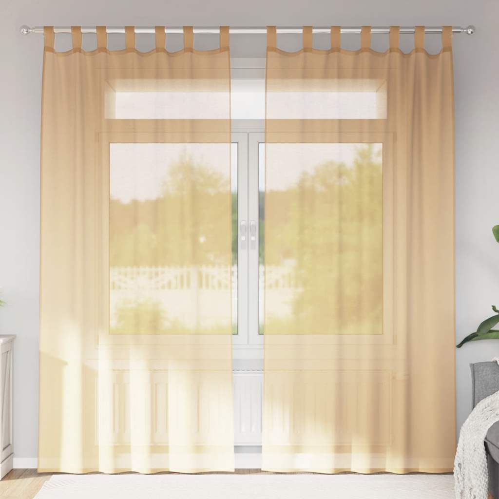 Voile Vorhänge 2 Stk. Sandfarbe