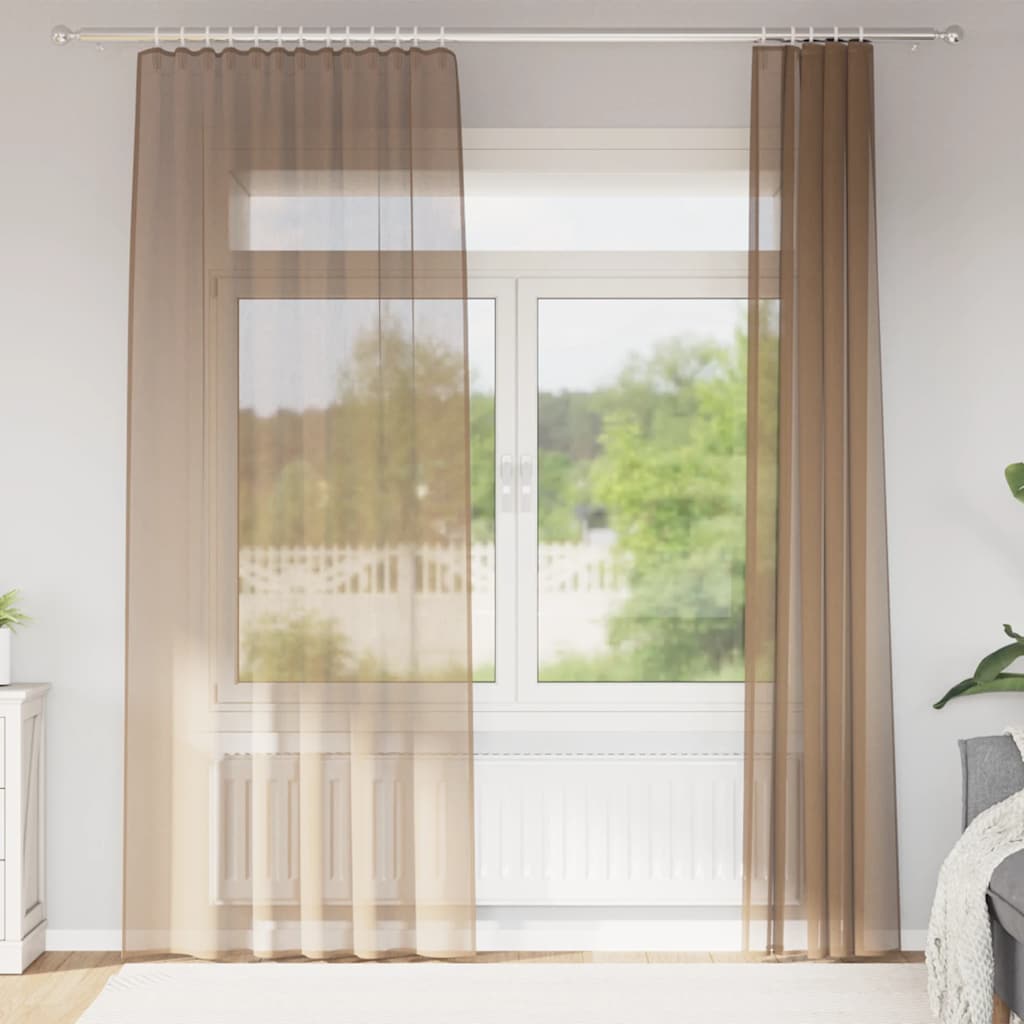 Voile Vorhänge 2 Stk. Hellbraun