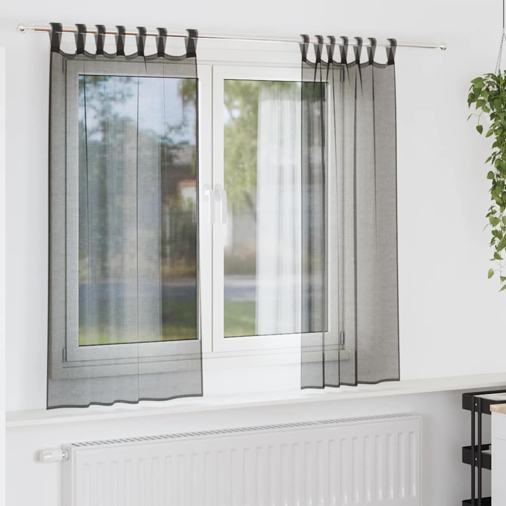 Voile Vorhänge 2 Stk. Schwarz