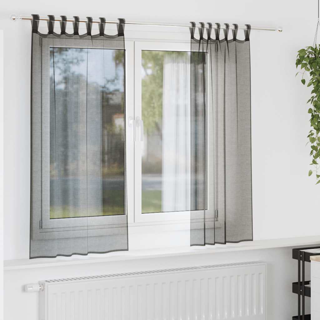 Voile Vorhänge 2 Stk. Schwarz