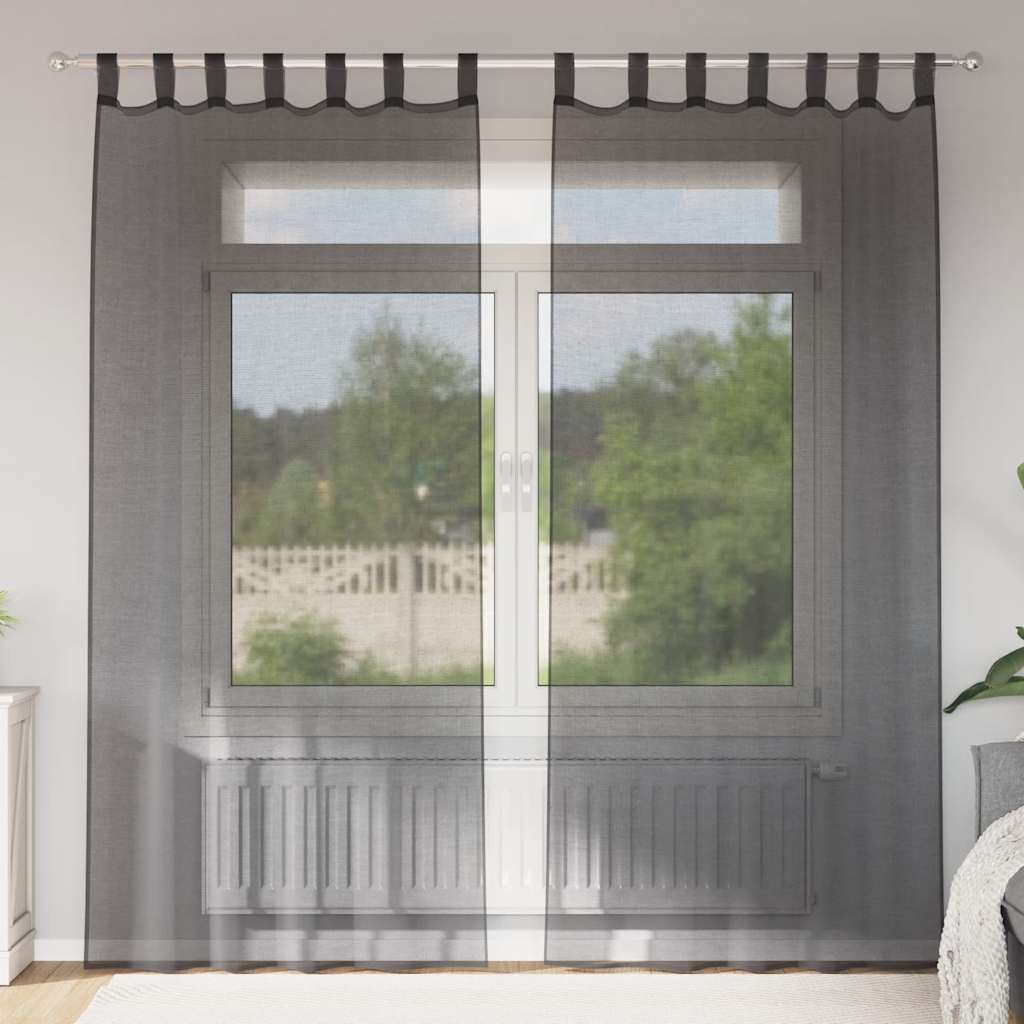Voile Vorhänge 2 Stk. Schwarz