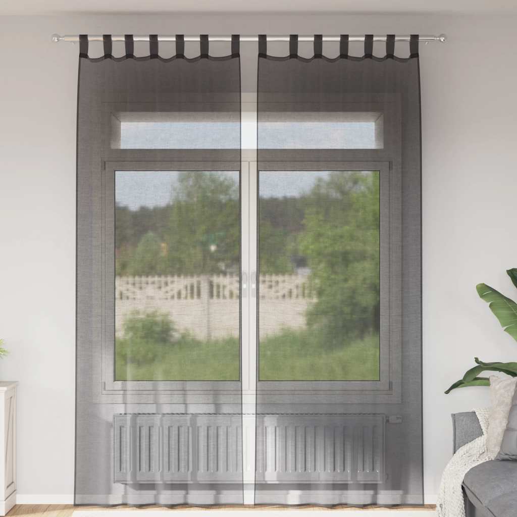 Voile Vorhänge 2 Stk. Schwarz