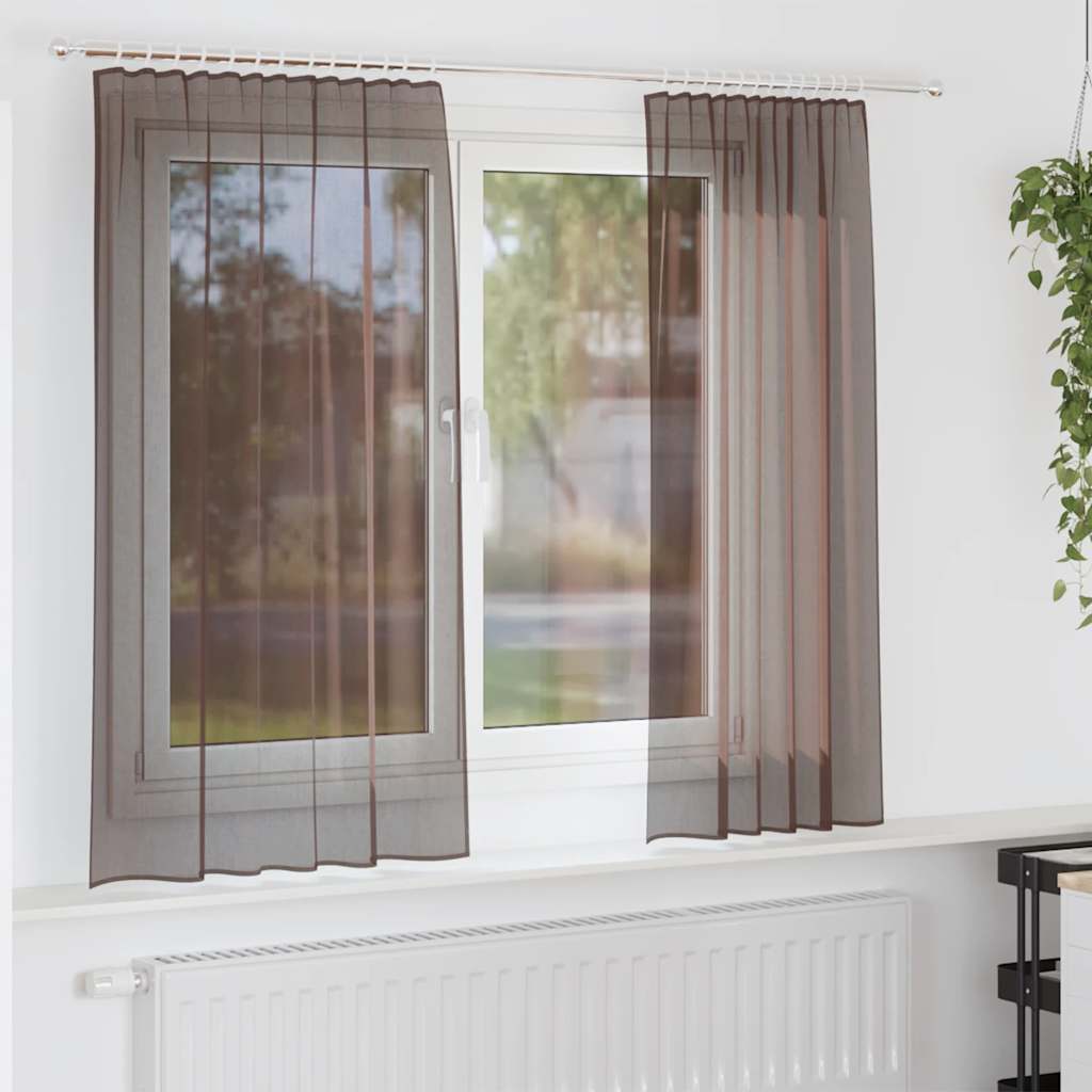 Voile Vorhänge 2 Stk. Braun