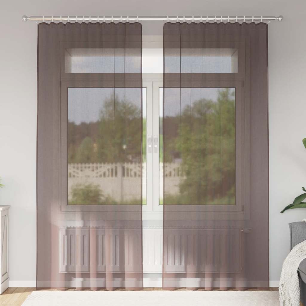 Voile Vorhänge 2 Stk. Braun