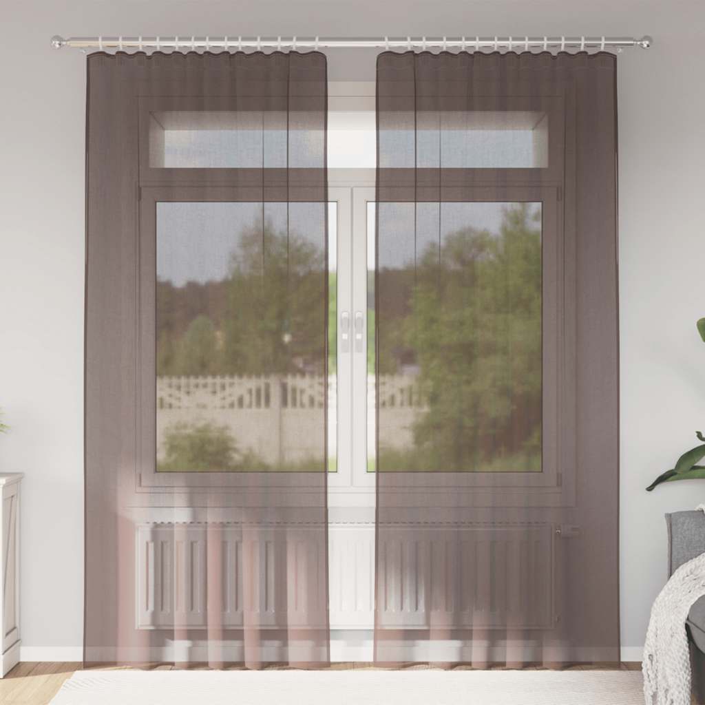 Voile Vorhänge 2 Stk. Braun