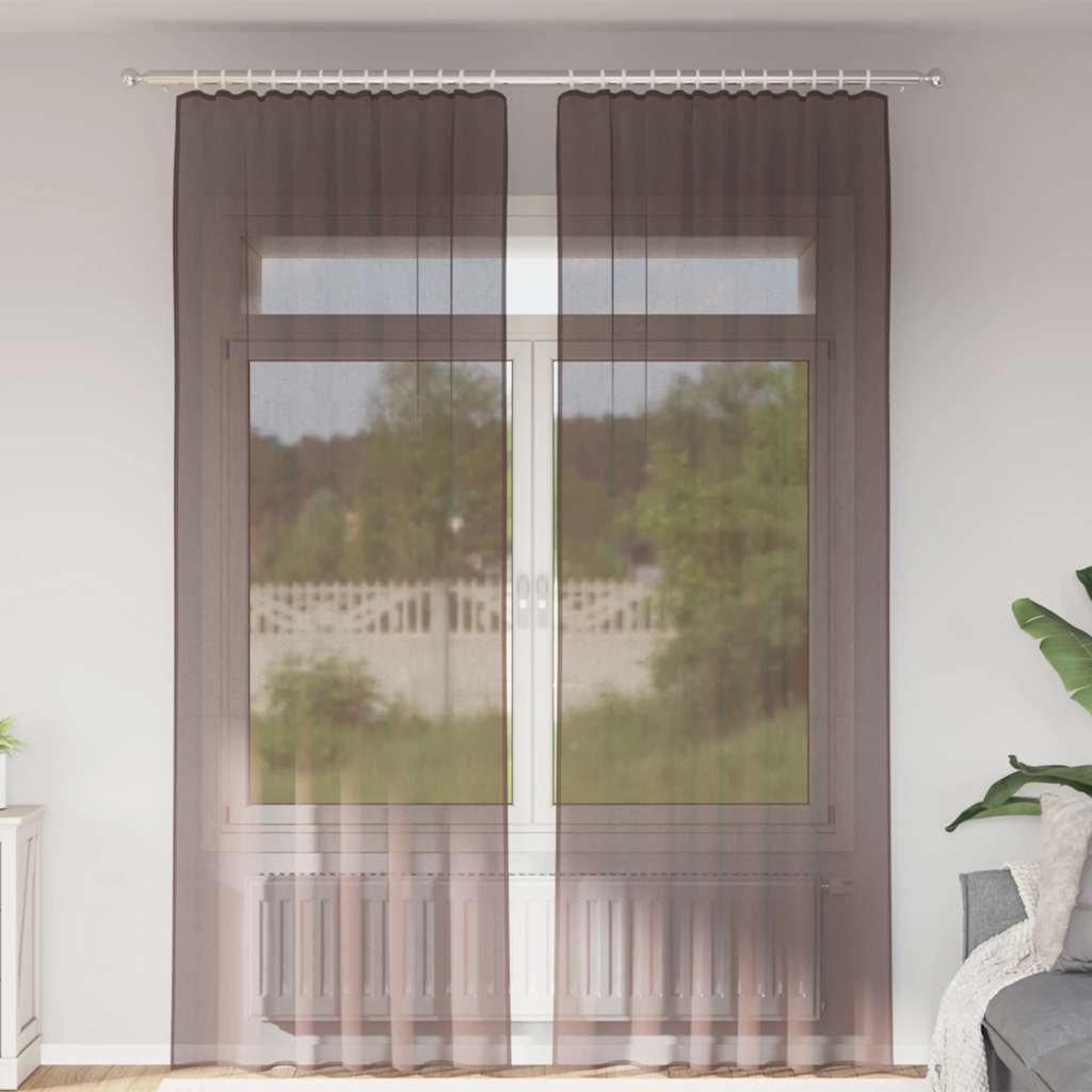 Voile Vorhänge 2 Stk. Braun