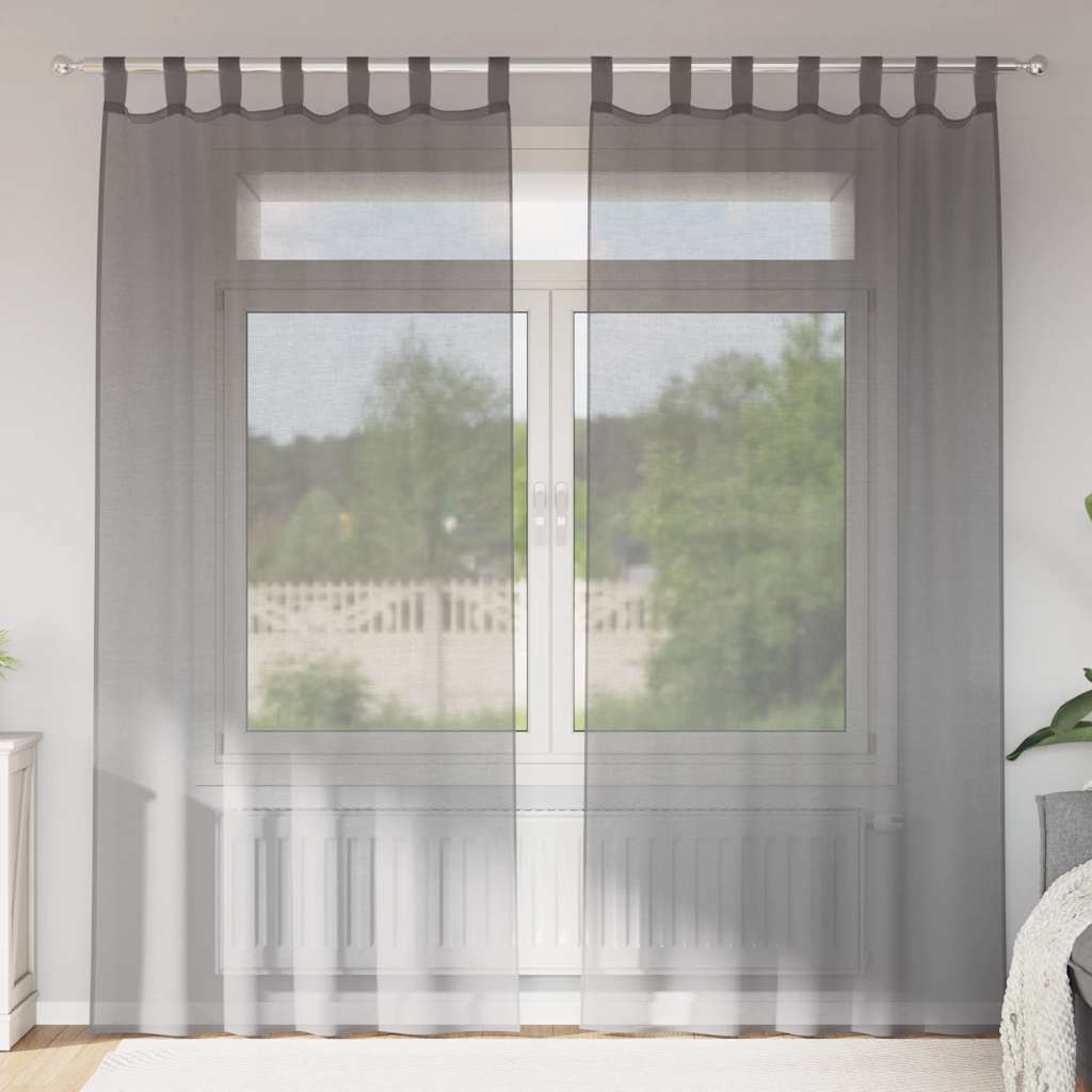 Voile Vorhänge 2 Stk. Dunkelgrau