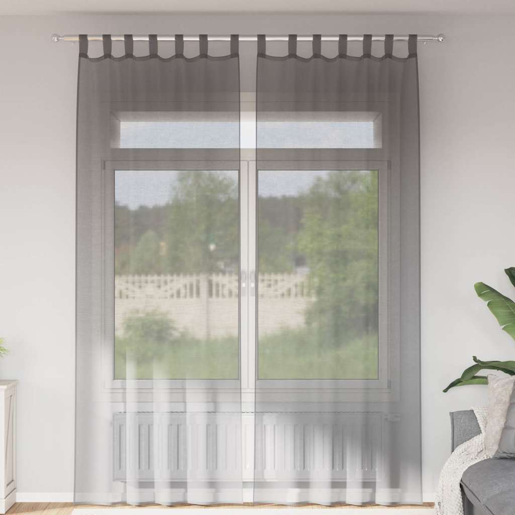 Voile Vorhänge 2 Stk. Dunkelgrau