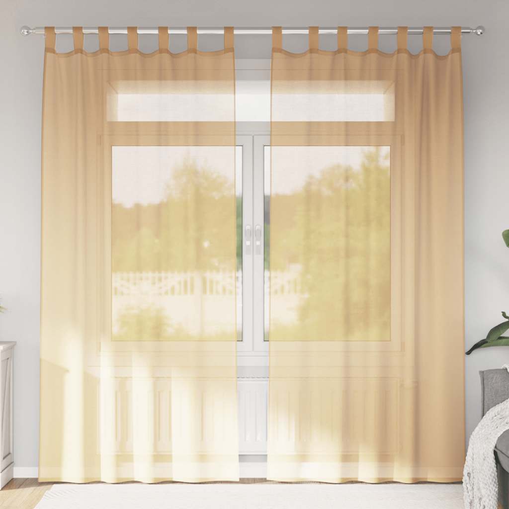 Voile Vorhänge 2 Stk. Sandfarbe